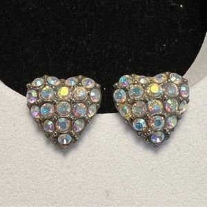 Vintage Crystal Heart Earrings